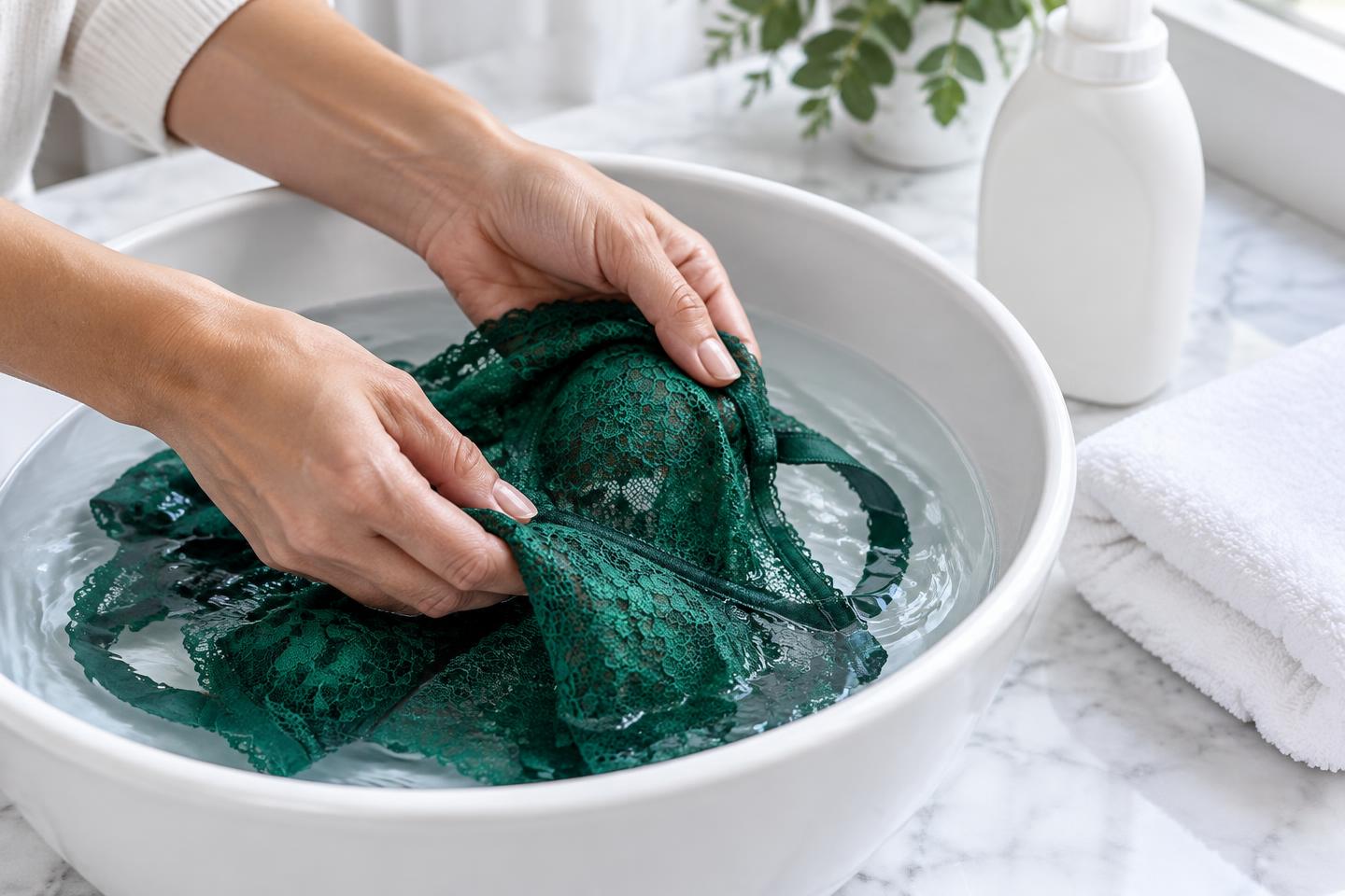 Laver délicatement une pièce de lingerie en dentelle